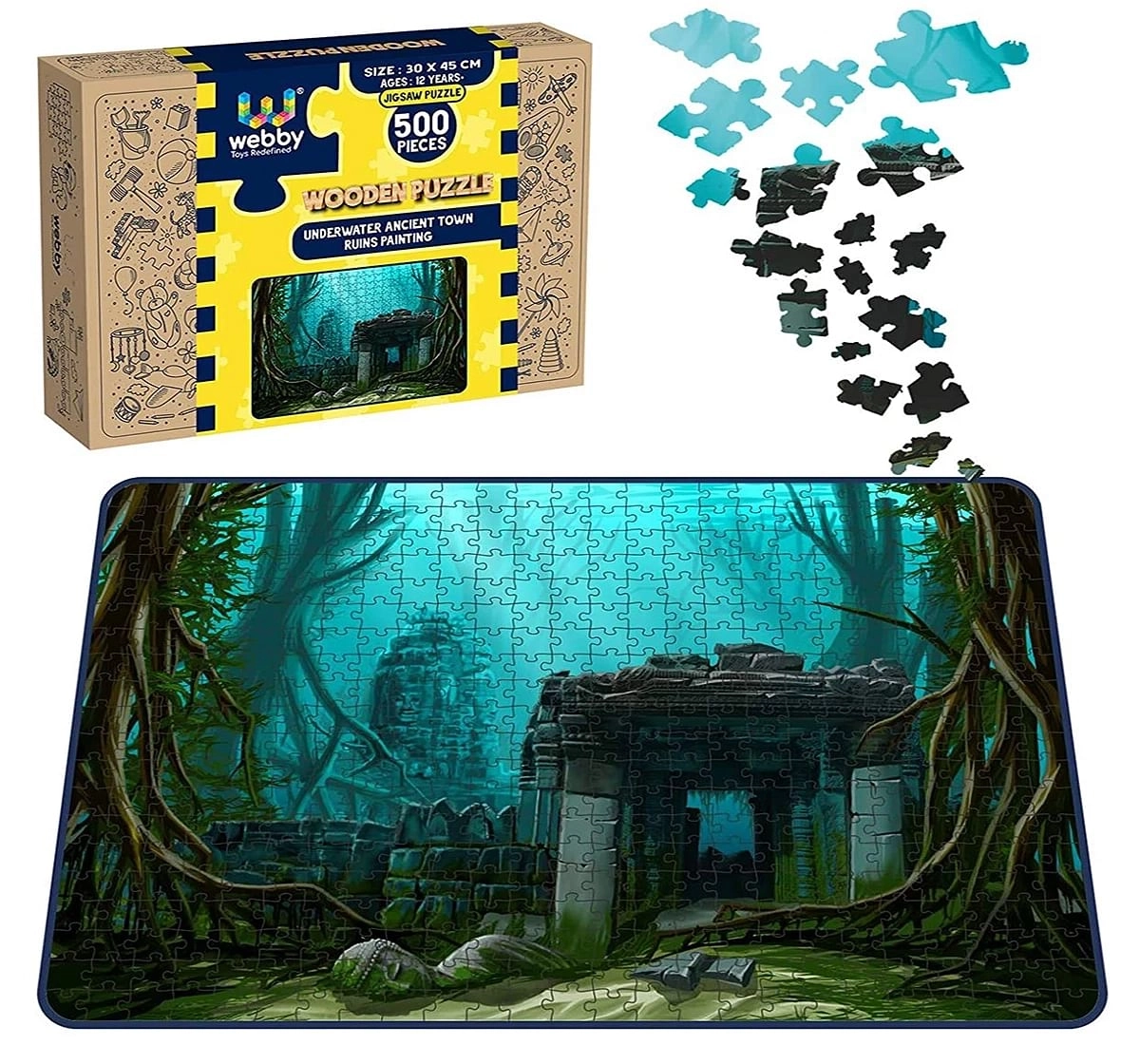 Webby Under Water Town Ruin 500 Pieces Wooden Puzzle for Kids 7Y+, Multicolour