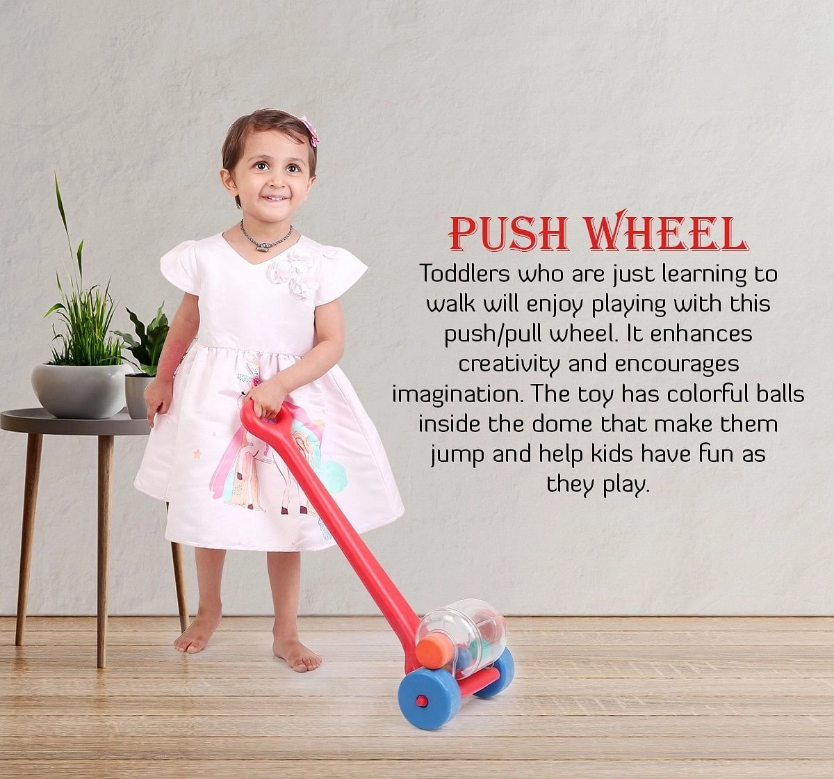 Ok Play Push Wheel for kids Push Pull stick Red 0M+