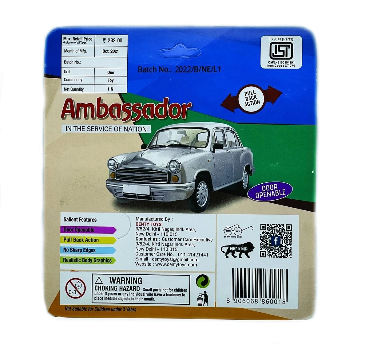 Centy Ambassador Car Door Openable Multicolor 3Y+