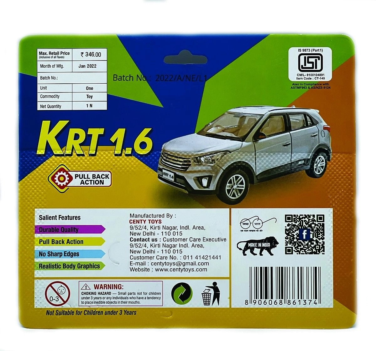 Centy KRT 1.6 Plastic Multicolor 3Y+