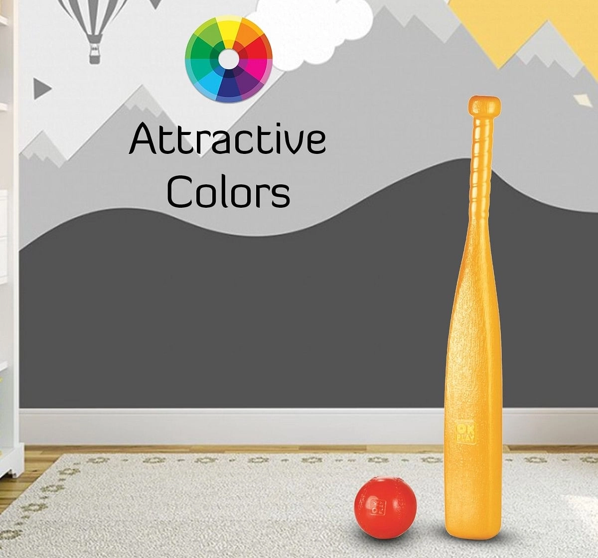 Ok Play Junior Striker Baseball Bat with Ball for Kids Multicolor 5Y+