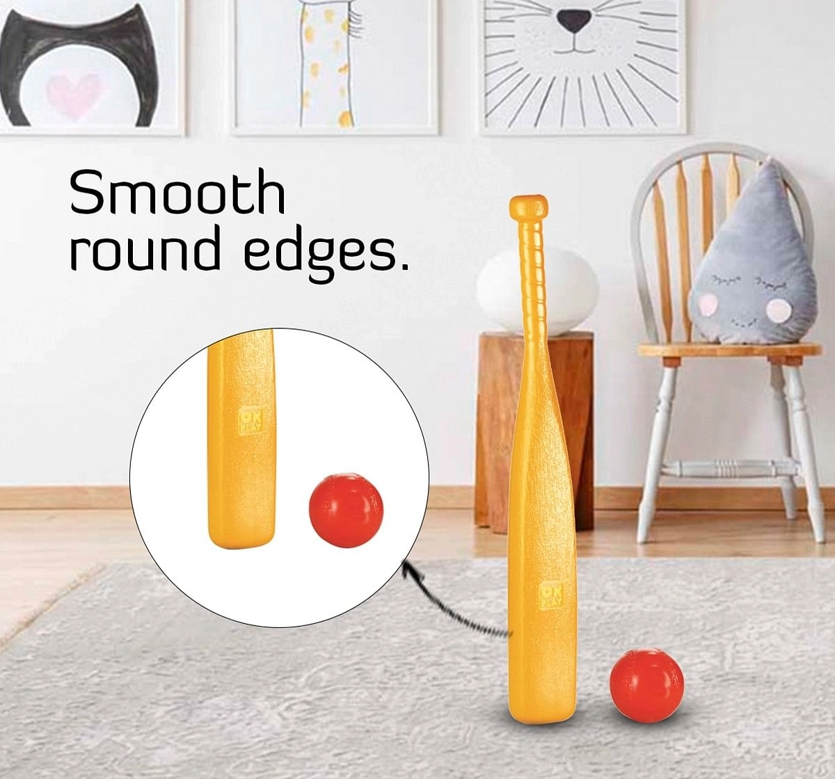 Ok Play Junior Striker Baseball Bat with Ball for Kids Multicolor 5Y+