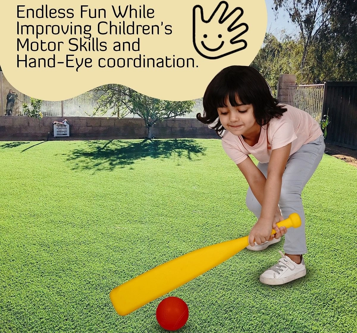 Ok Play Junior Striker Baseball Bat with Ball for Kids Multicolor 5Y+