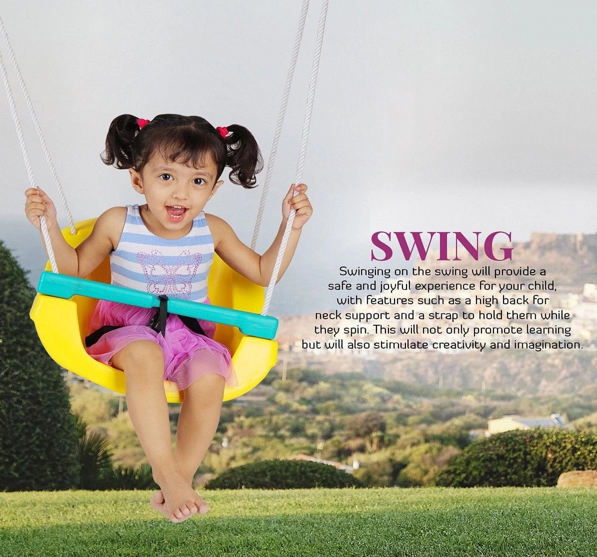 Ok Play Swing for kids Adjustable Swing Yellow 18M+