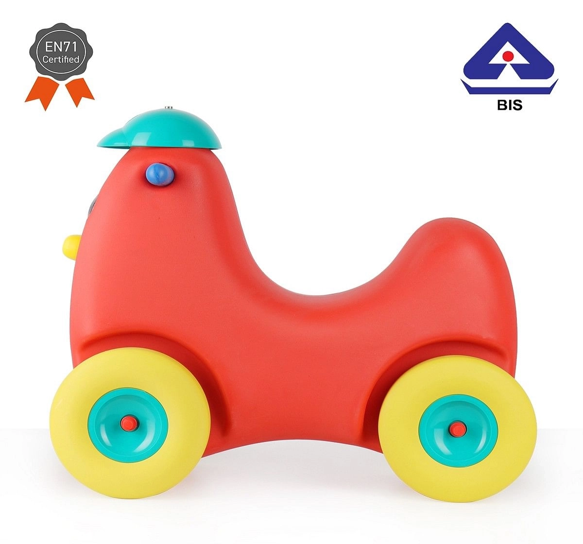 Ok Play Humpty Dumpty Push Rider for Kids Pony Ride On Toy with Curved Seat Red 3Y+