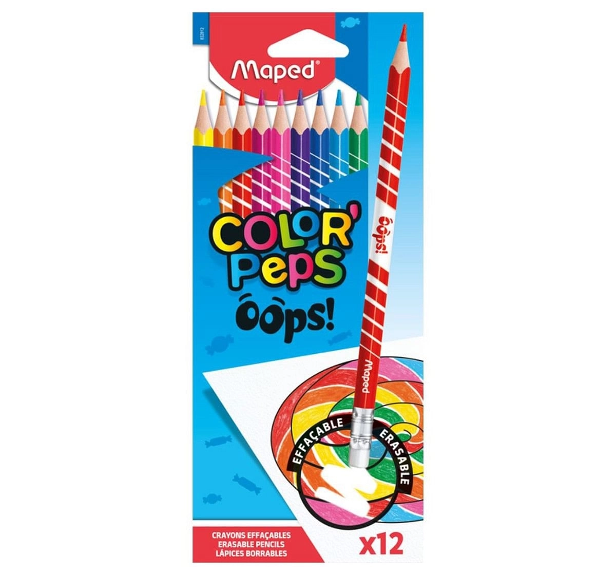 Maped 12 Erasable Colour Pencils, 7Y+ (Multicolour)