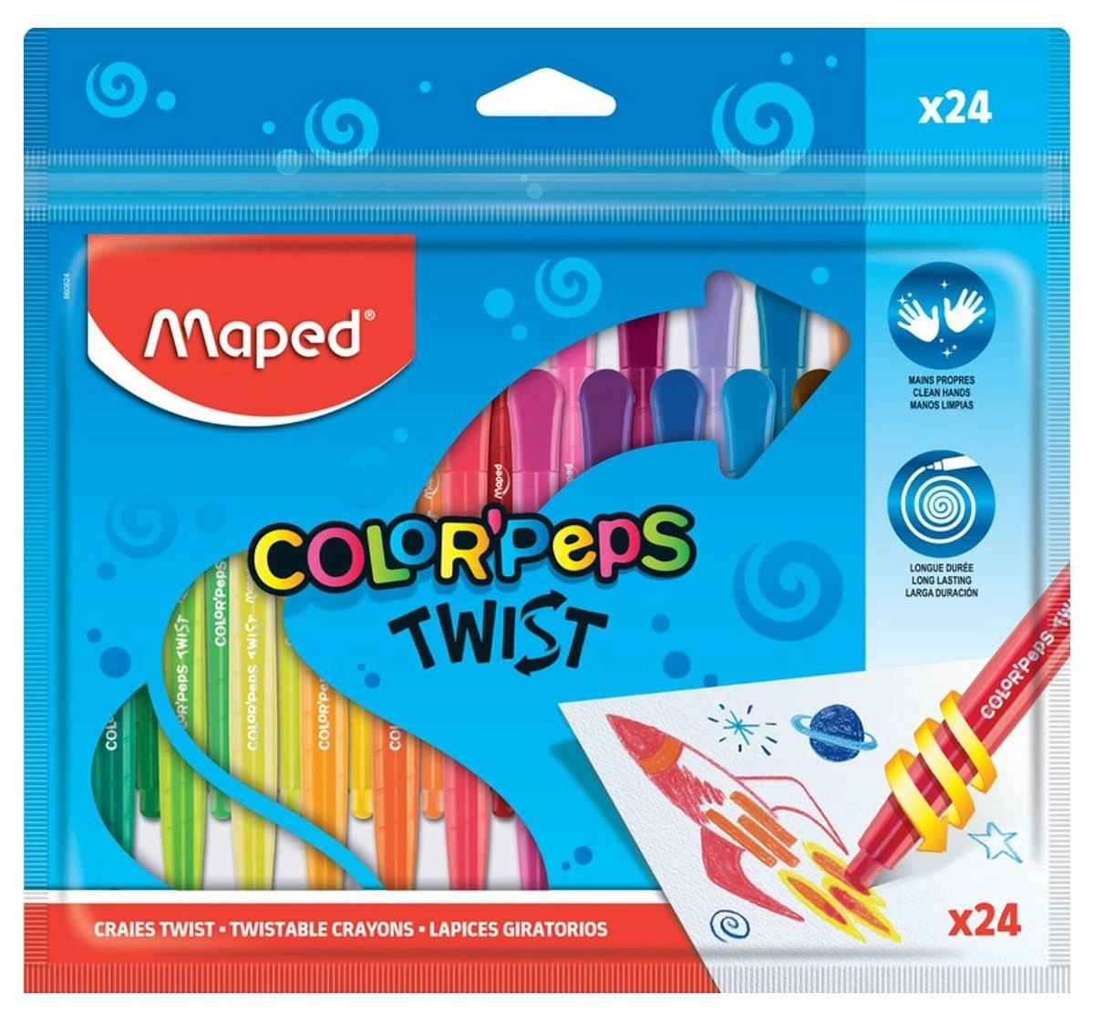 Maped 24 Twist Crayons, 7Y+ (Multicolour)