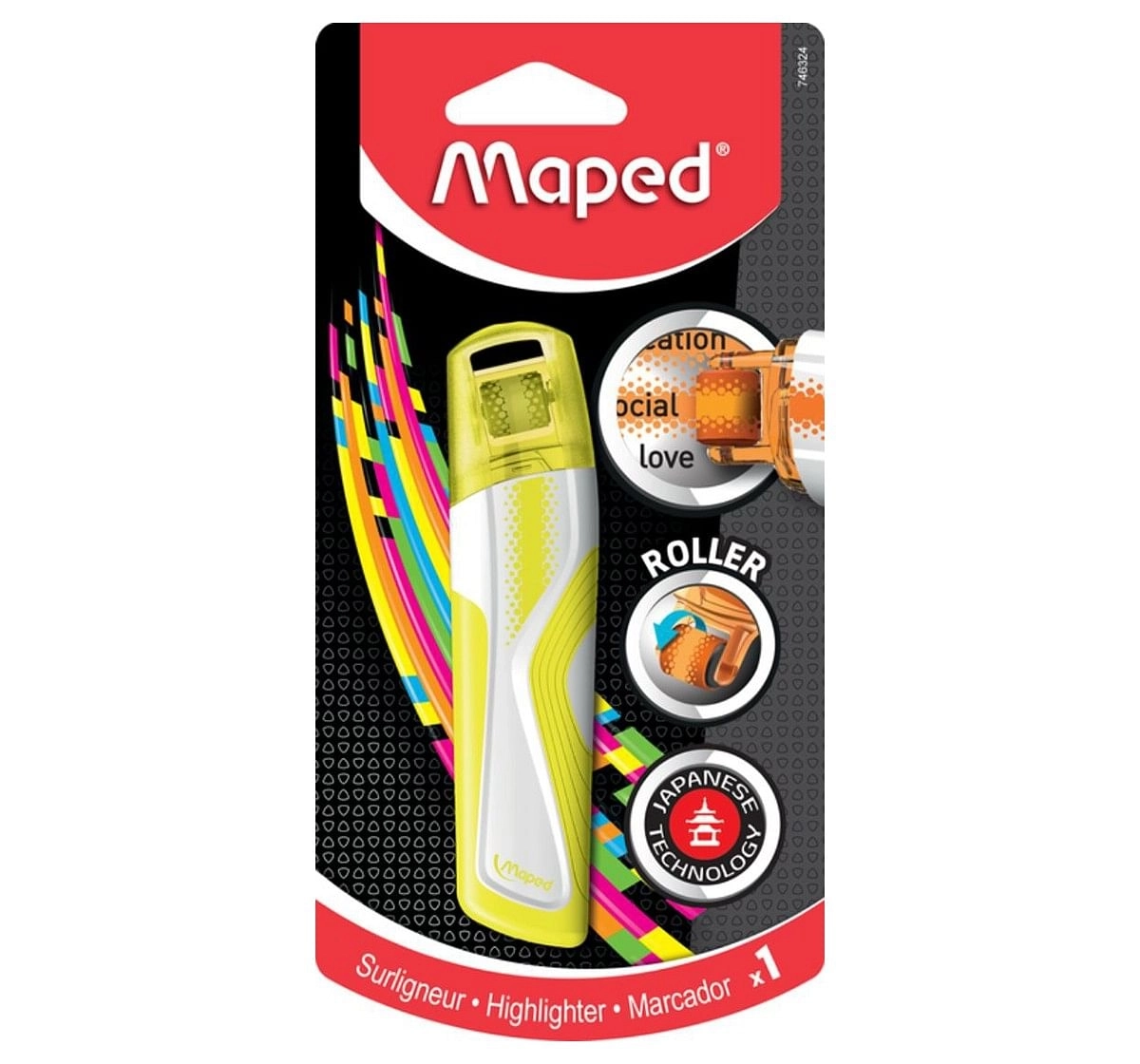 Maped 1 Highlighter Roller, 7Y+ (Yellow)