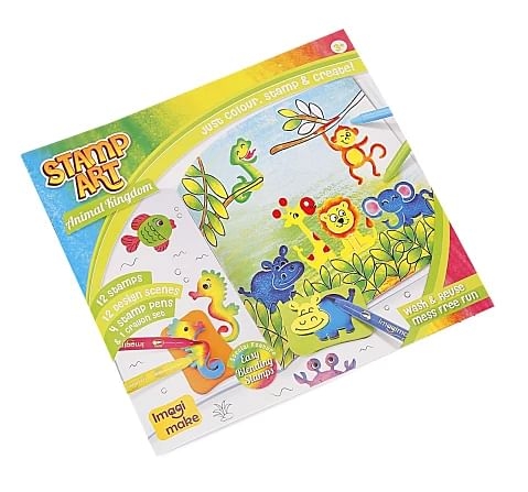 Imagimake Stamp Art Animal Kingdom for kids 3Y+, Multicolour