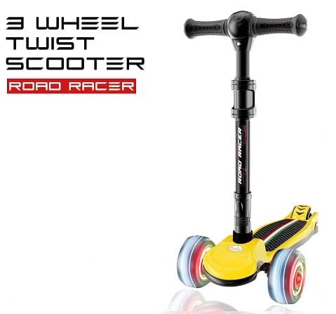 Zoozi 3-Wheel Twist Scooter for Outdoor Play - Yellow, 3Y+