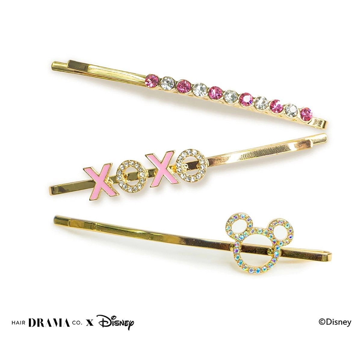 Hair Drama Company Disney Minnie Pins , Set Of 3(One Size),  9Y+(Multicolor)