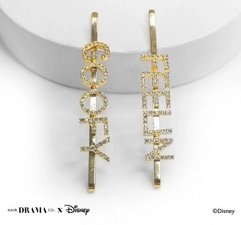 Hair Drama Company Disney Goofy Pins , Crystal , Set Of 2(One Size),  9Y+(Gold)