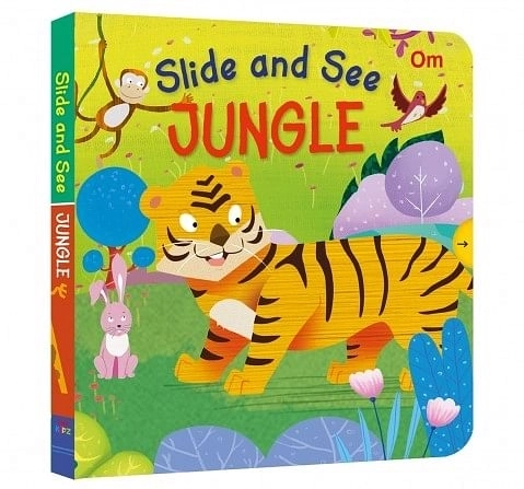 Om Kidz: Slide And See Jungle 10 Pages Book By Kirti Pathak, Board Book