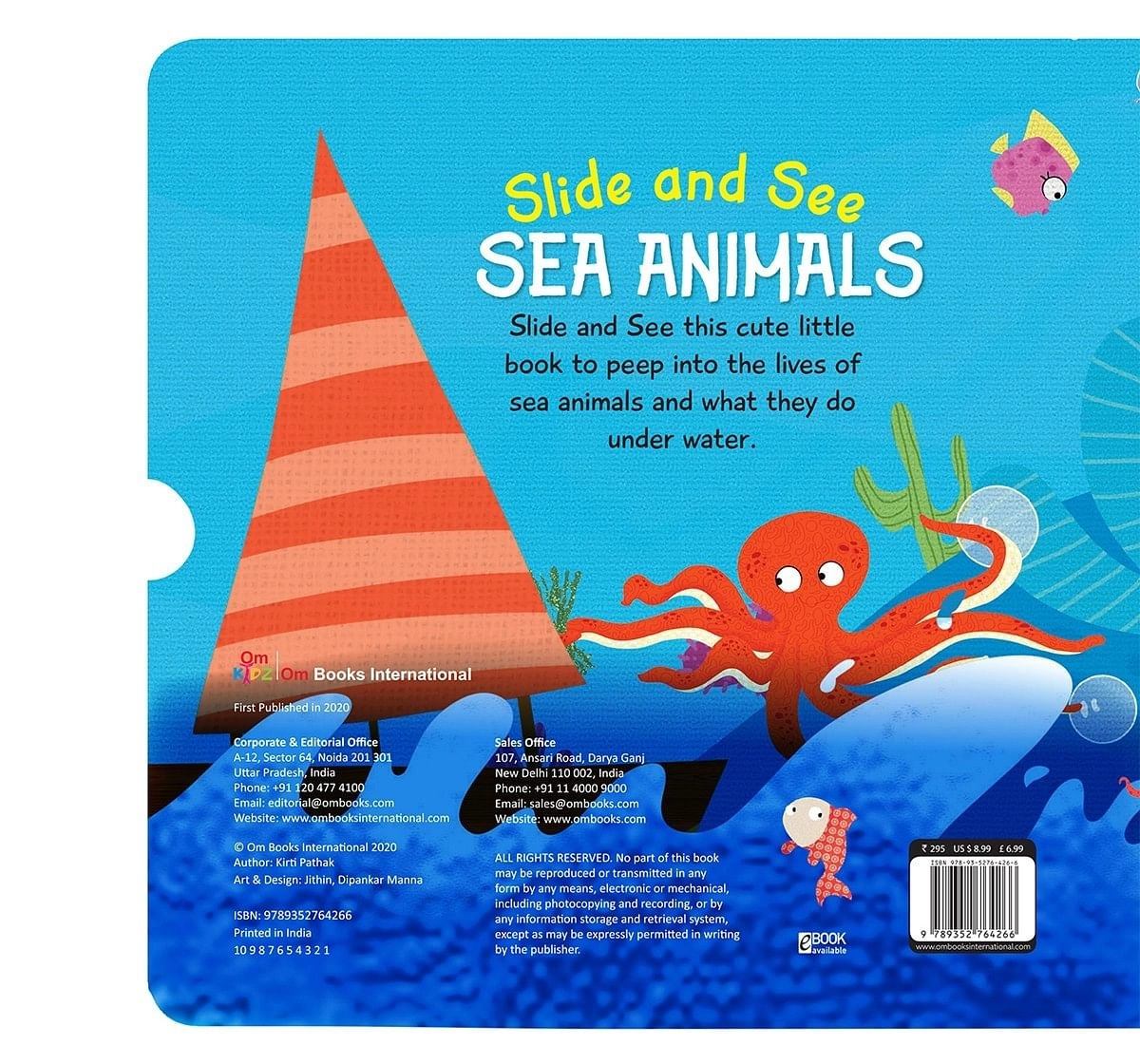 Om Kidz: Slide And See Sea Animals 10 Pages Book By Kirti Pathak, Board Book