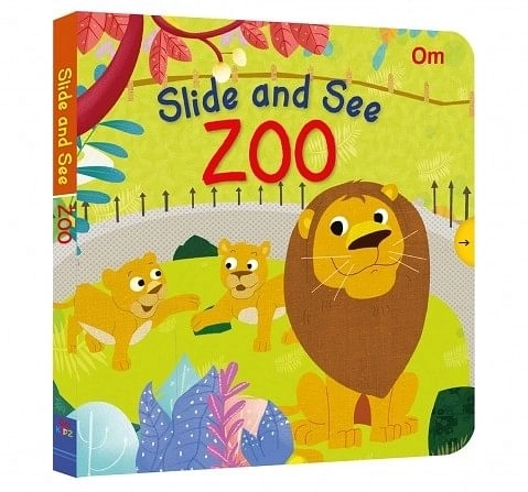 Om Kidz: Slide And See Zoo 10 Pages Book By Kirti Pathak, Board Book