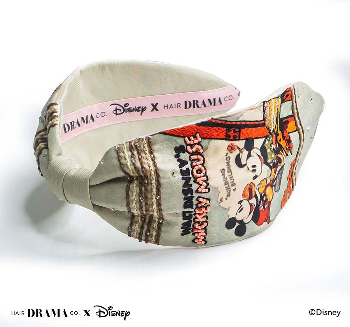 Hair Drama Company Disney Mickey And Minnie Knotted Headband(One Size),  9Y+(Beige)