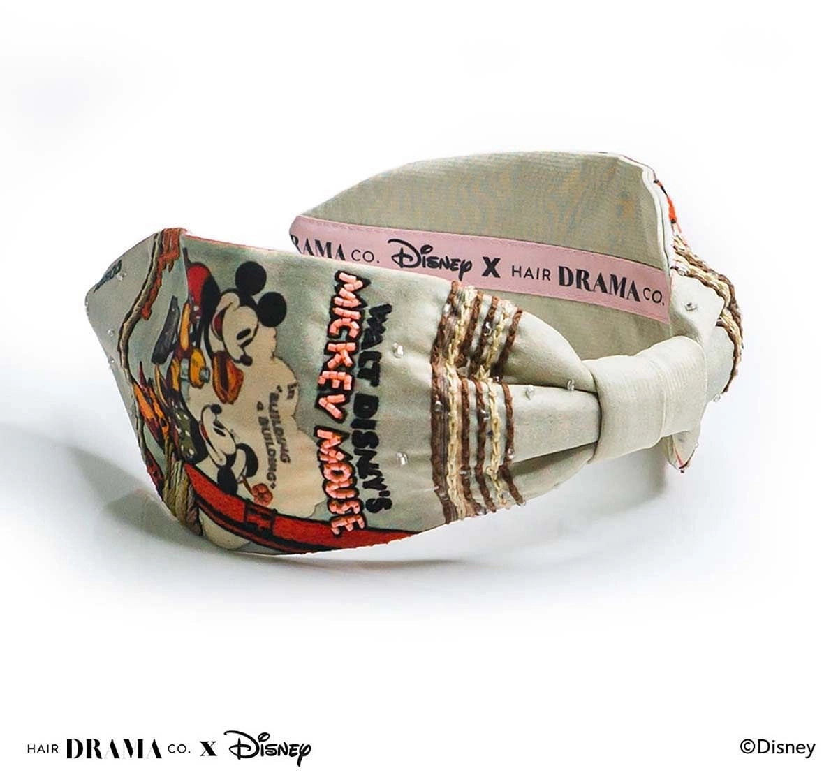 Hair Drama Company Disney Mickey And Minnie Knotted Headband(One Size),  9Y+(Beige)