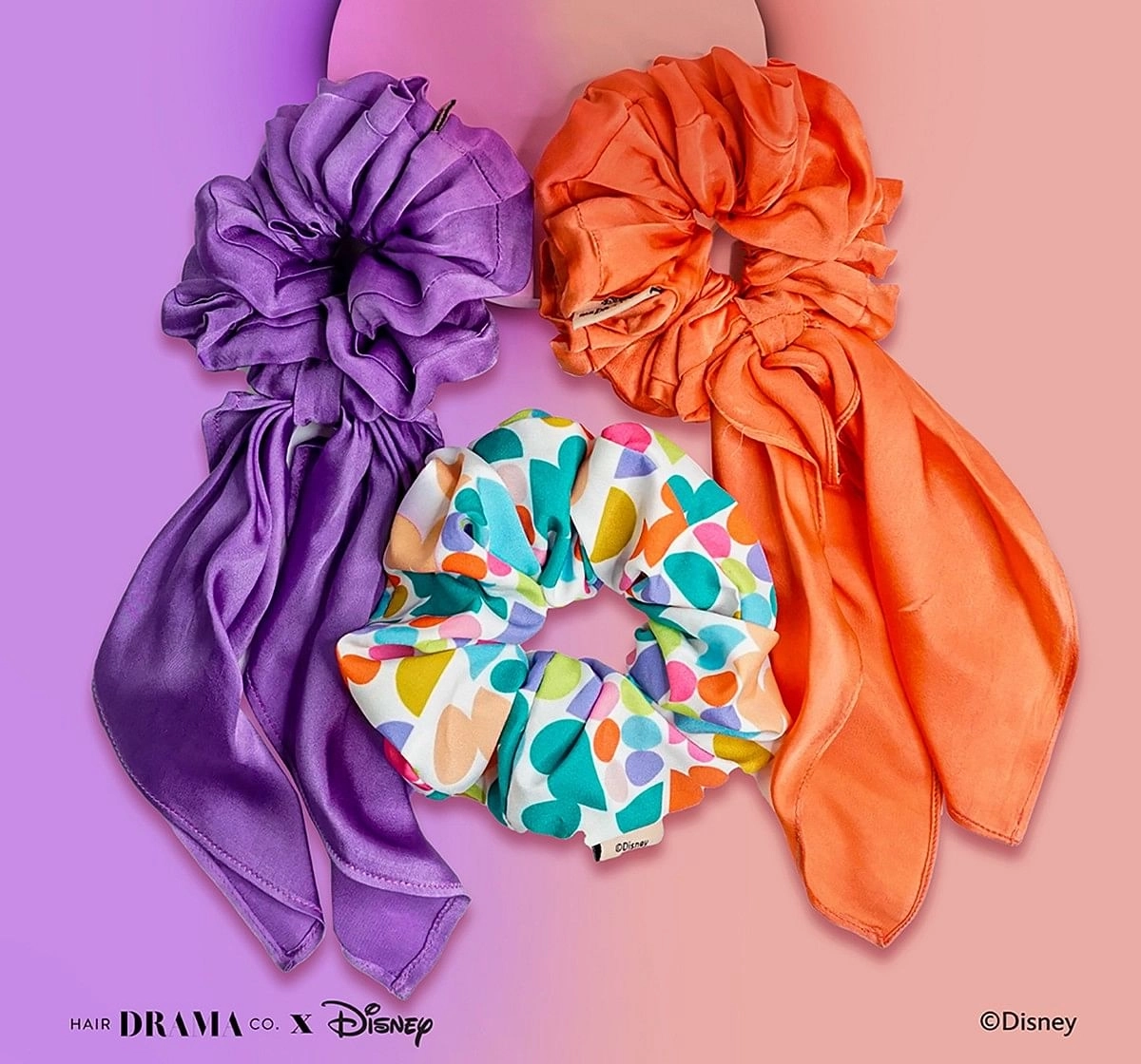 Hair Drama Company Disney Mickey For Days Scrunchies Set Of 3(One Size),  9Y+(Multicolor)