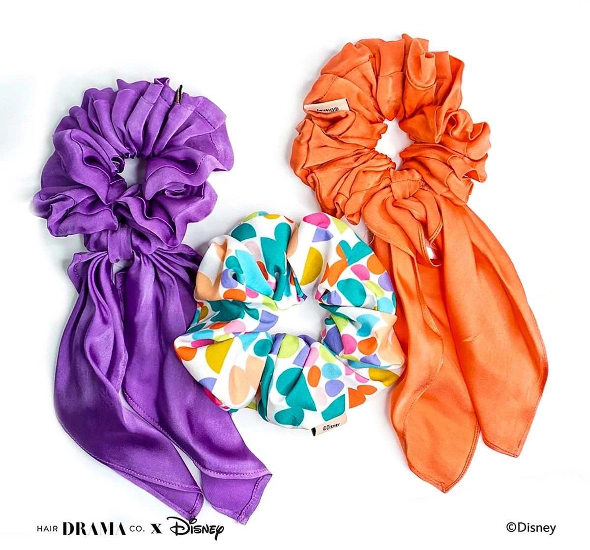 Hair Drama Company Disney Mickey For Days Scrunchies Set Of 3(One Size),  9Y+(Multicolor)