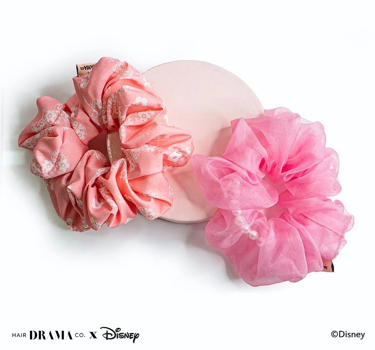 Hair Drama Company Disney Minnie Scrunchies Set Of 2(One Size),  9Y+(Pink)