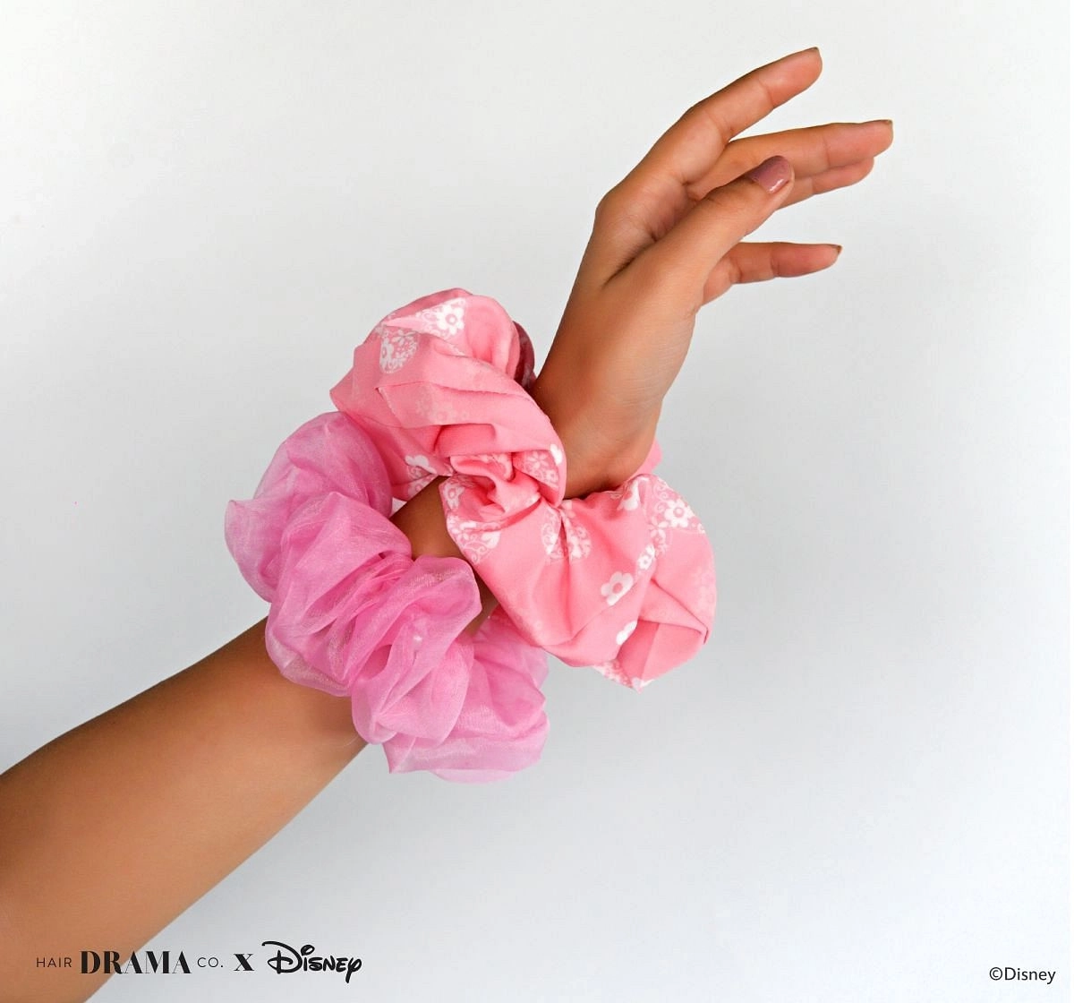 Hair Drama Company Disney Minnie Scrunchies Set Of 2(One Size),  9Y+(Pink)
