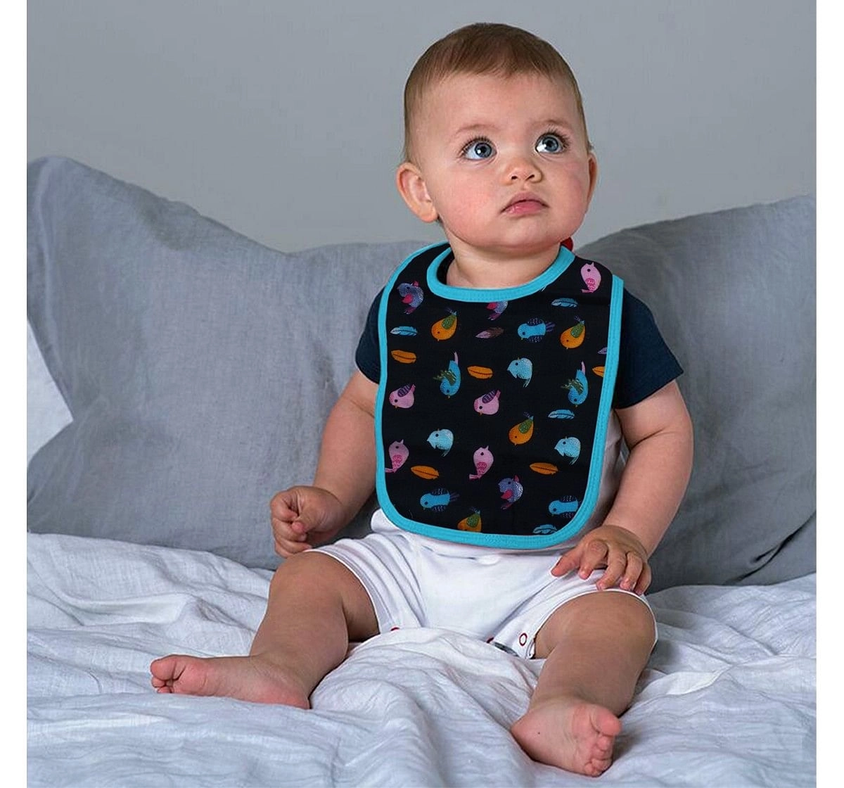 Polka Tots Organic Muslin Cotton Bibs, Bird, 0M+ (Multicolour)
