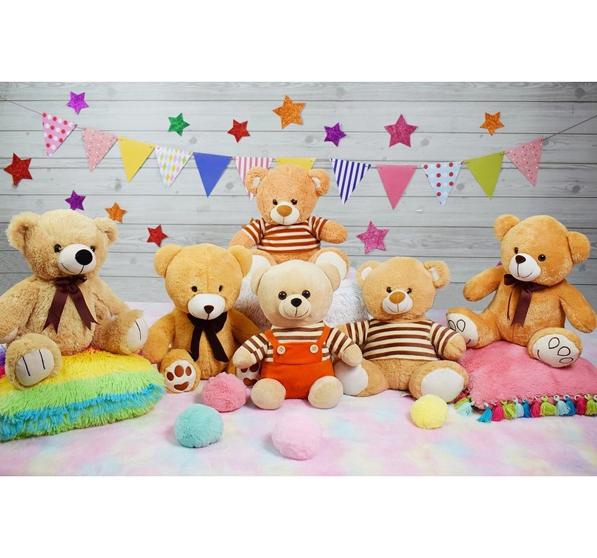 Mirada 30cm floppy teddy bear soft toy in dangri dress Multicolor 3Y+