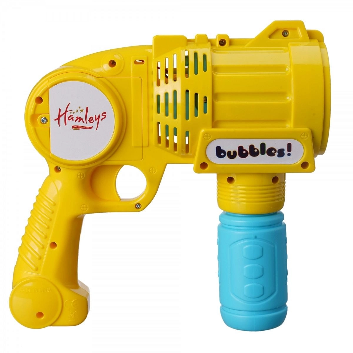 Hamleys Bubble Blaster with LED Light & 110 ml Bubble Solution, Impulse Toys for Kids, Yellow, 3Y+
