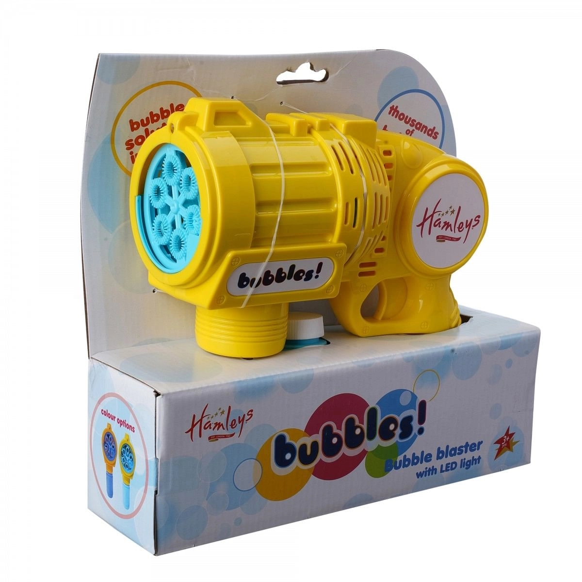 Hamleys Bubble Blaster with LED Light & 110 ml Bubble Solution, Impulse Toys for Kids, Yellow, 3Y+