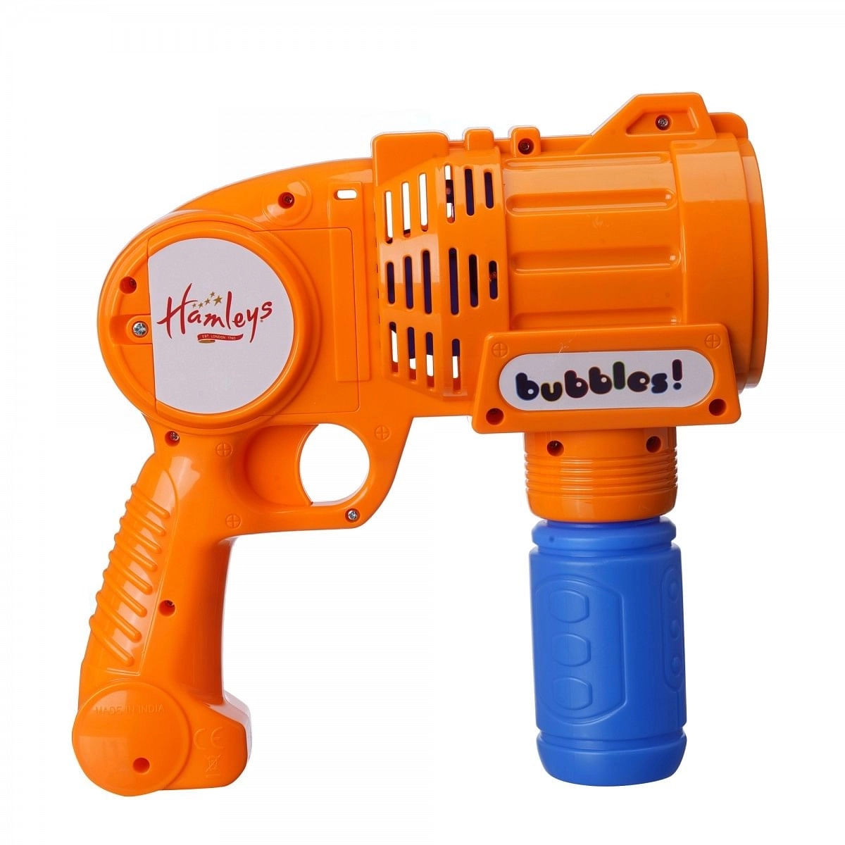 Hamleys Bubble Blaster With LED Light & 110 ml Bubble Solution, Impulse Toys for Kids, Orange 3Y+