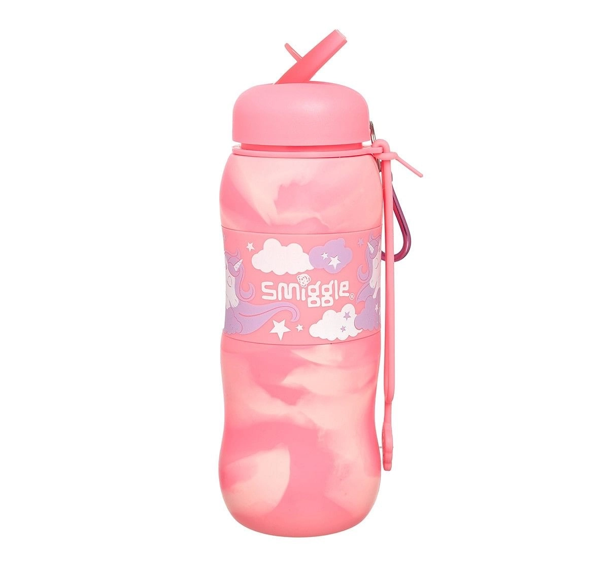 Smiggle Hide Silicone Roll Up Drink Bottle 630Ml Pink 6Y+
