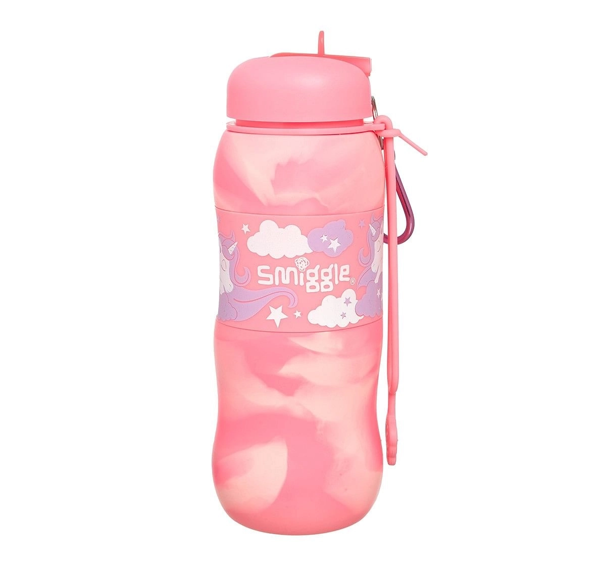 Smiggle Hide Silicone Roll Up Drink Bottle 630Ml Pink 6Y+