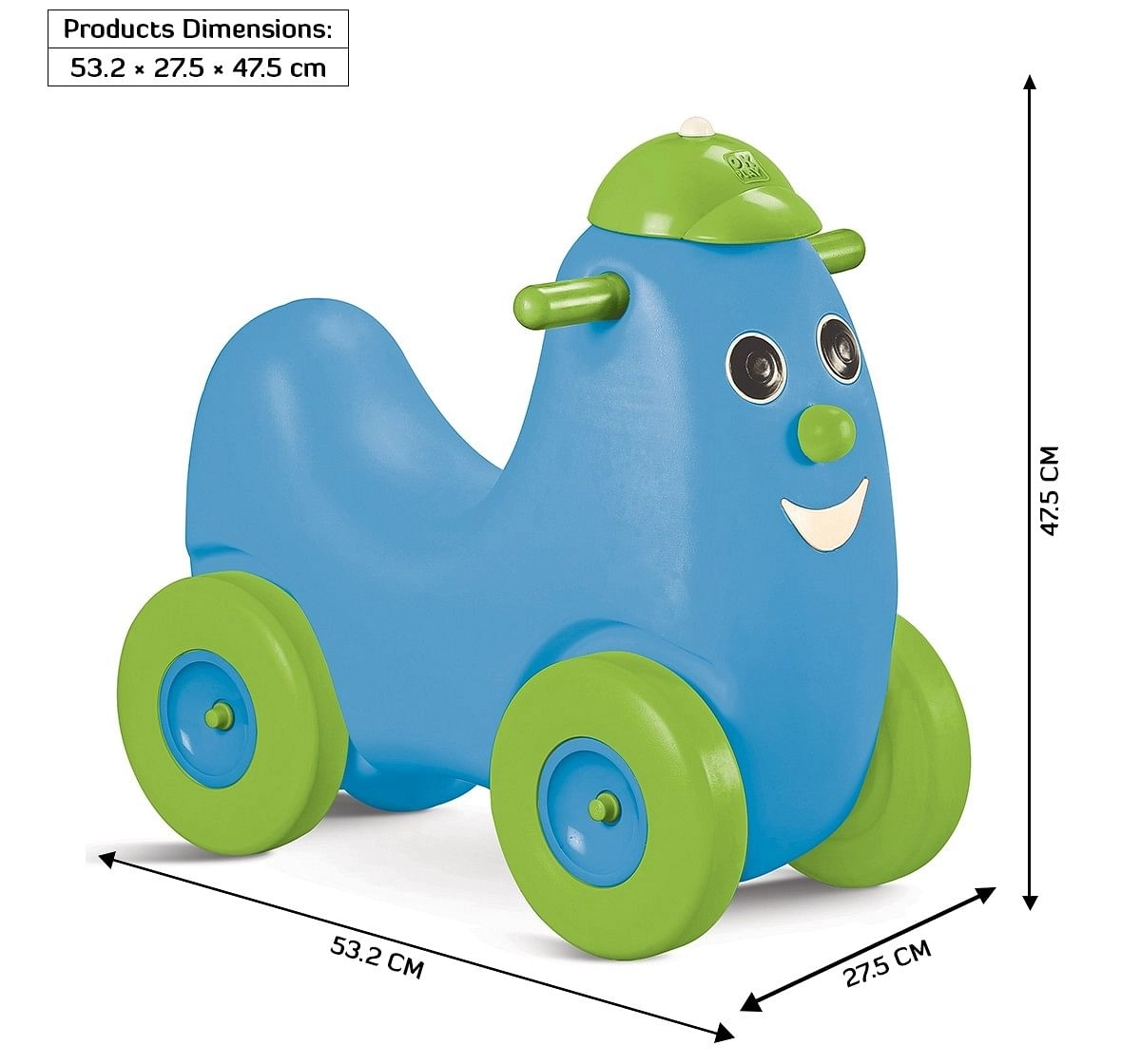 Ok Play Humpty Dumpty Push Rider with Curved Seat Ride On for Kids 3Y+, Blue 