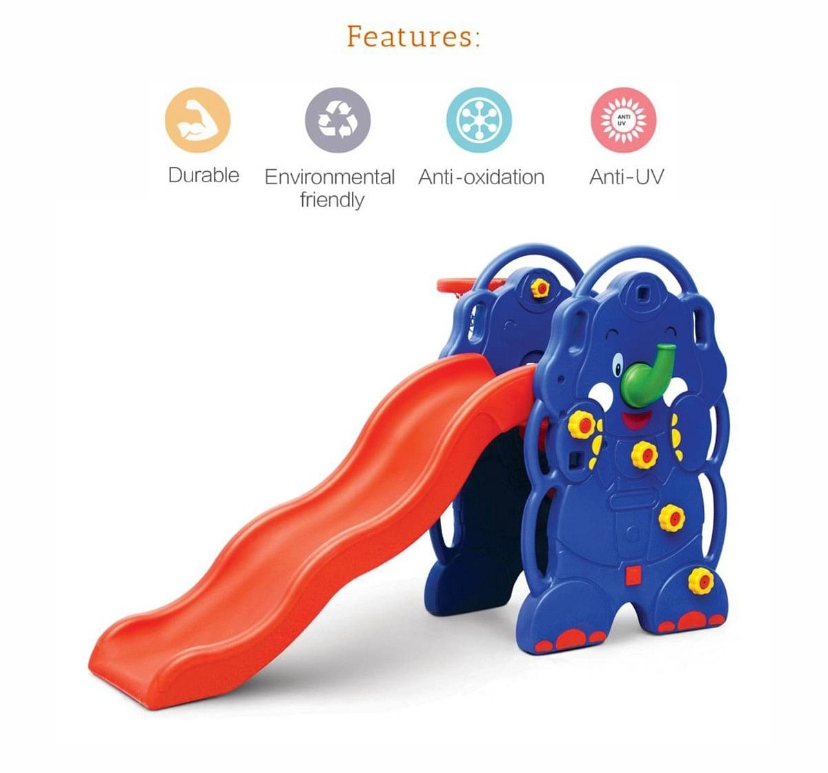 Ok Play Elephant Slide Foldable Slide for Kids Easily assembled and dismantled Multicolor 3Y+