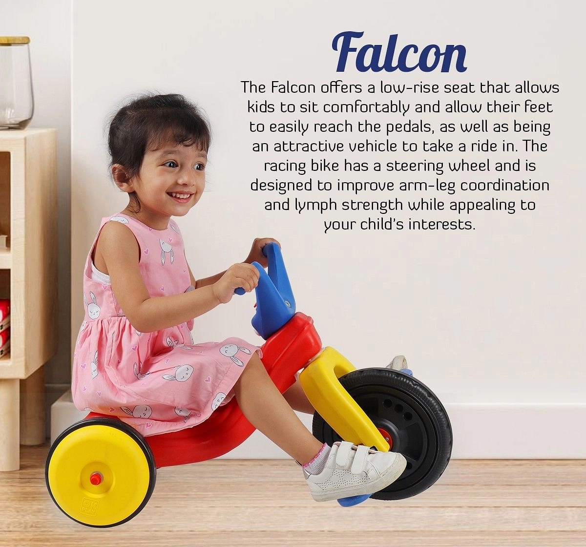 Ok Play Falcon Tricycle Ride On for Kids 3Y+, Blue
