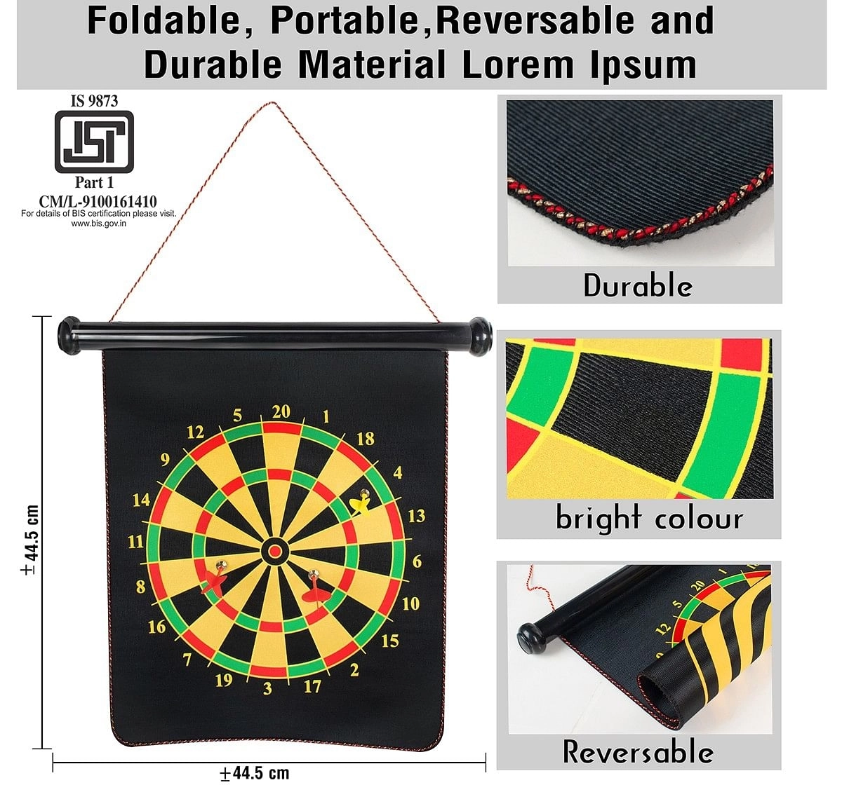Hamleys Double-Sided Magnetic Dart Board Game with 6 Magnetic Darts, 3Y+