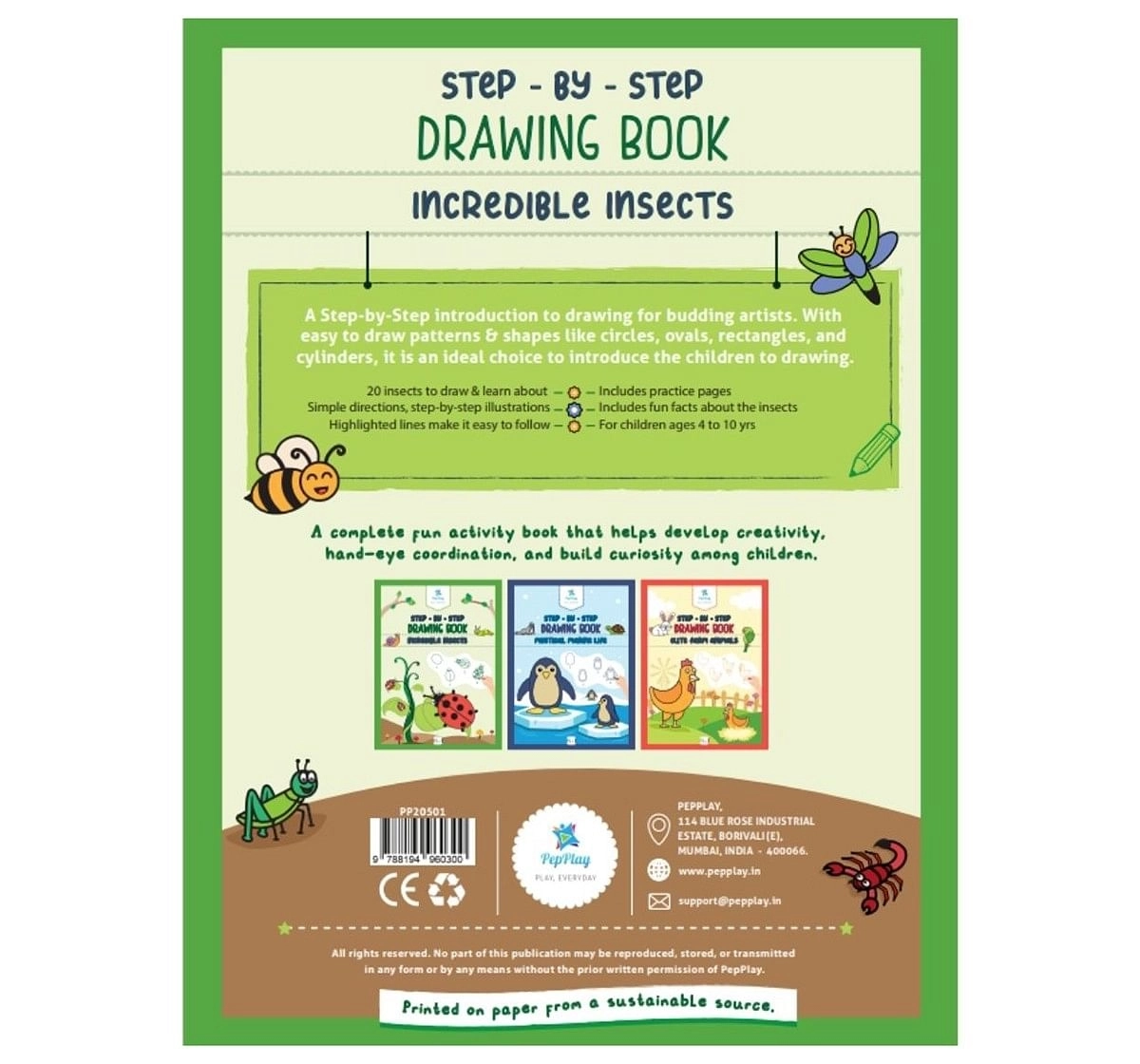 PepPlay Step by Step Drawing Book Incredible Insects 4Y+