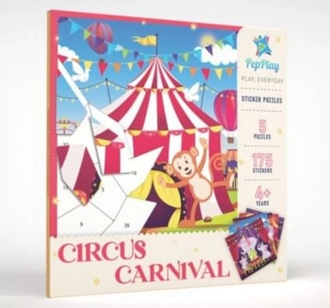 PepPlay Circus Carnival Sticker Puzzle with Set of 5 Jigsaw Puzzles 4 Years Old and Above (23 x 23 cm)