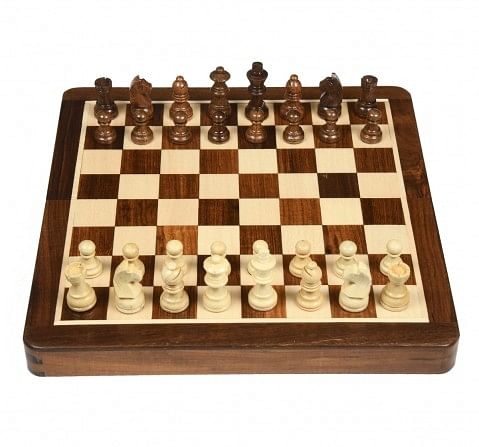 Hamleys 10 inches Wooden Travel Folding Sheesham Magnetic Chess Set for Kids 5Y+, Multicolour