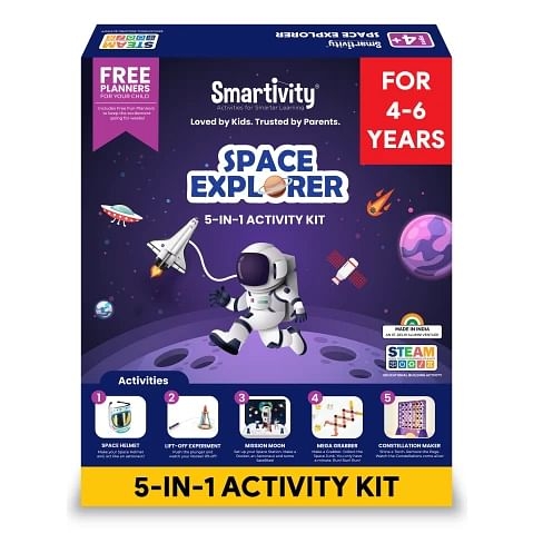 Smartivity Junior Space Explorer, STEM DIY Fun Toy, Educational and Construction Based Activity Game Kit for Kids 4 to 6, Best Gift for Boys and Girls, Learn Science Engineering Project, Made in India