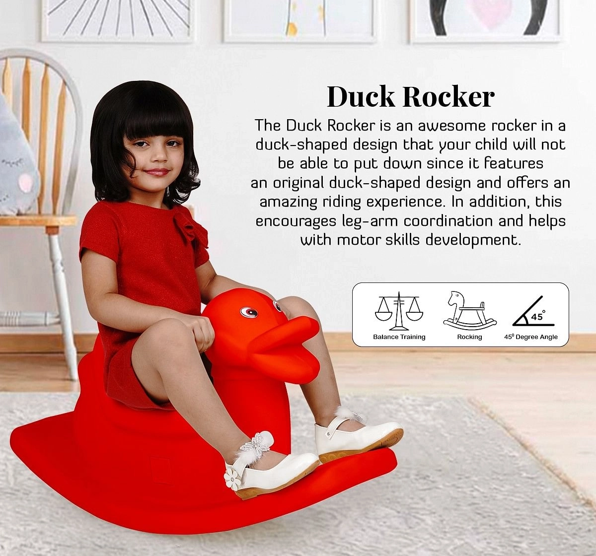 Ok Play Duck Rocker for Kids Rocking Duck Blue 3Y+