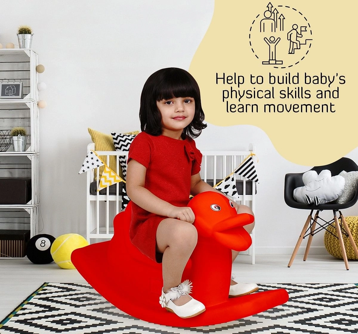 Ok Play Duck Rocker for Kids Rocking Duck Red 3Y+
