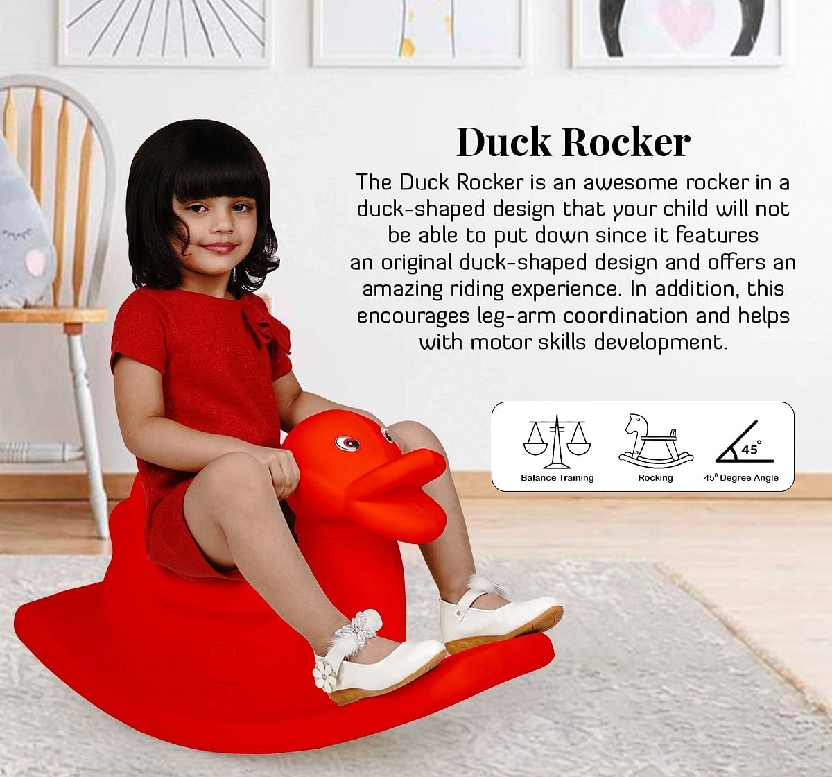 Ok Play Duck Rocker for Kids Rocking Duck Red 3Y+