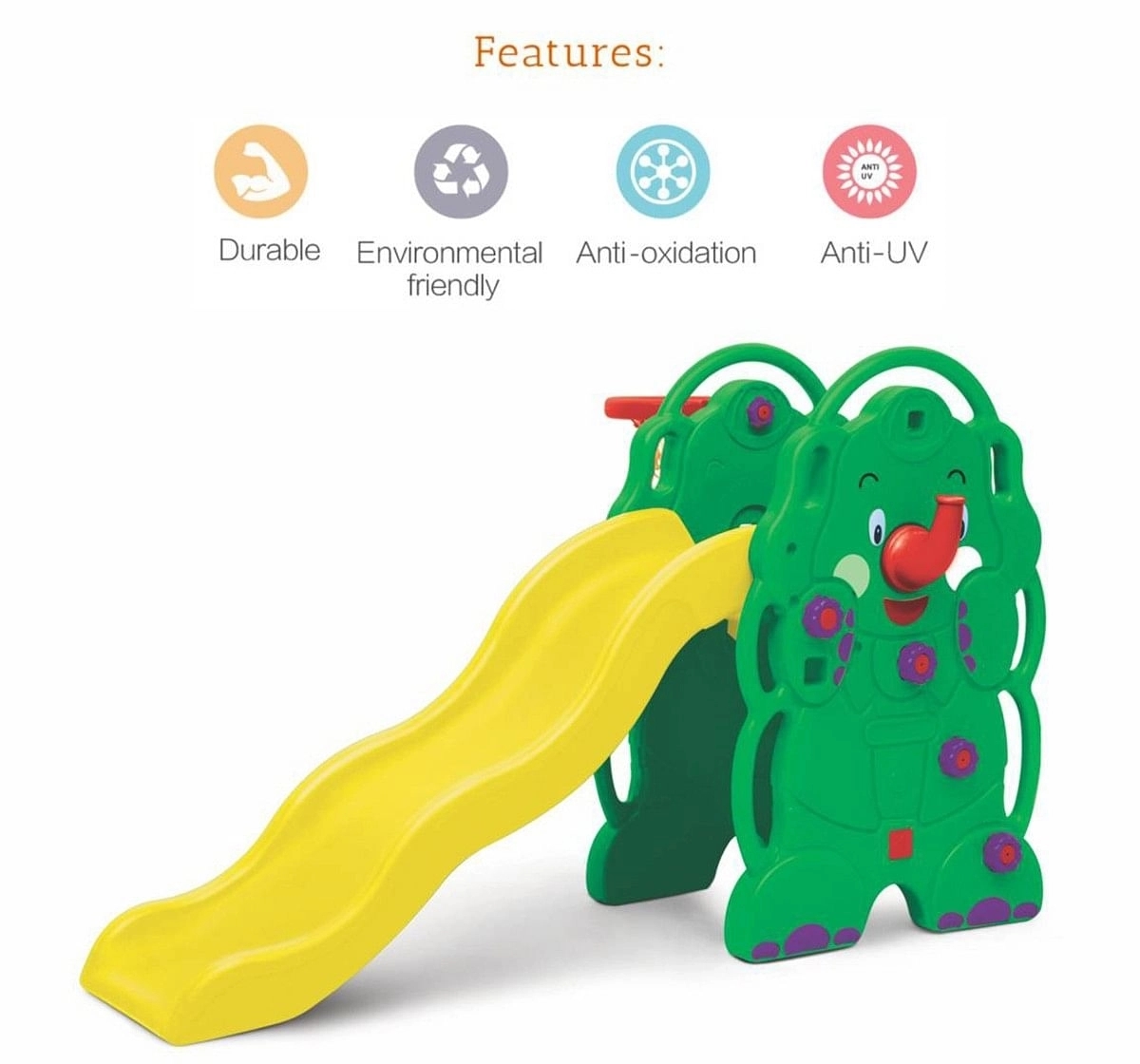 Ok Play Elephant Slide Foldable Slide for Kids Easily assembled and dismantled Multicolor 3Y+