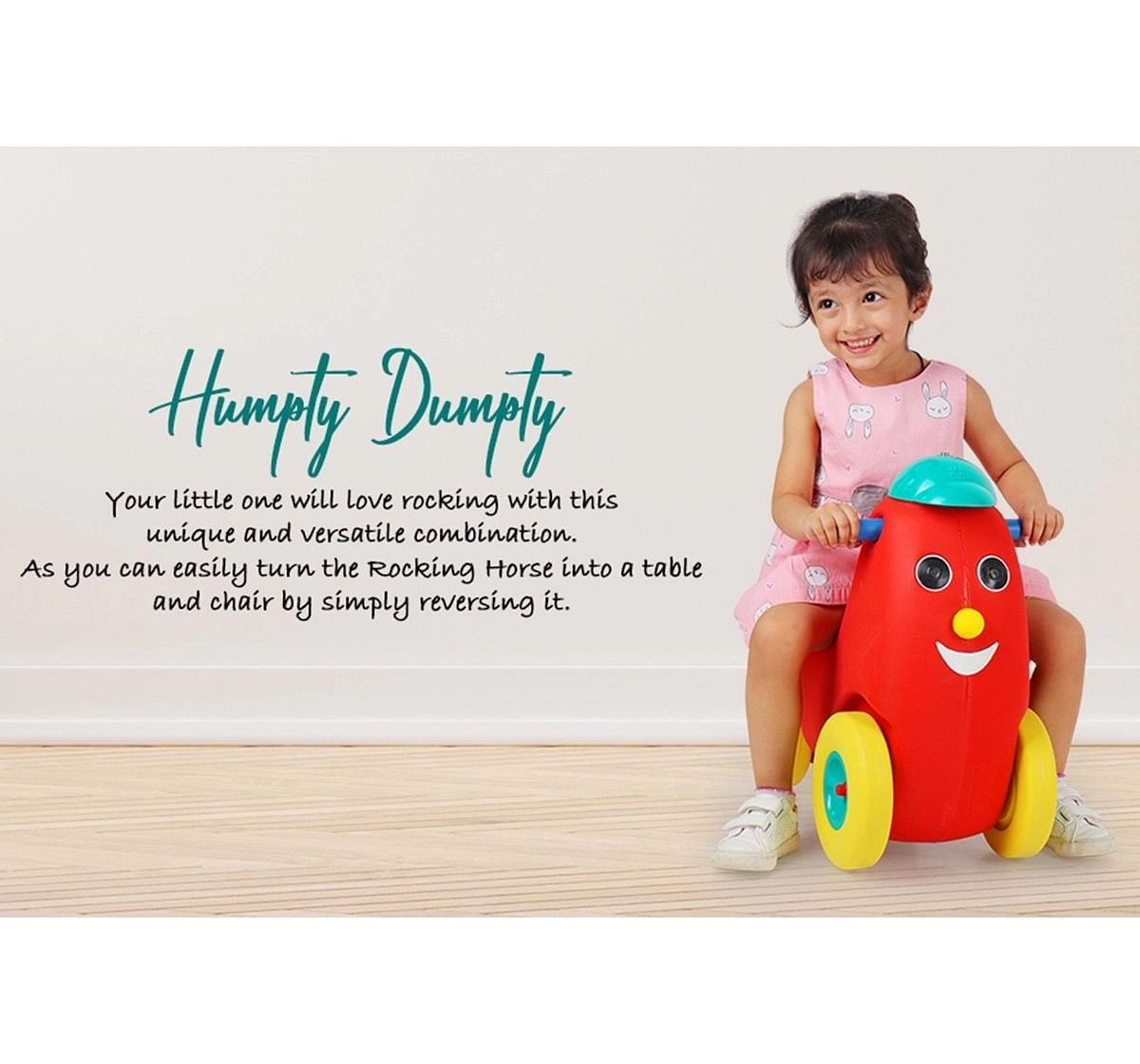 Ok Play Humpty Dumpty Push Rider for Kids Pony Ride On Toy with Curved Seat Multicolor 3Y+