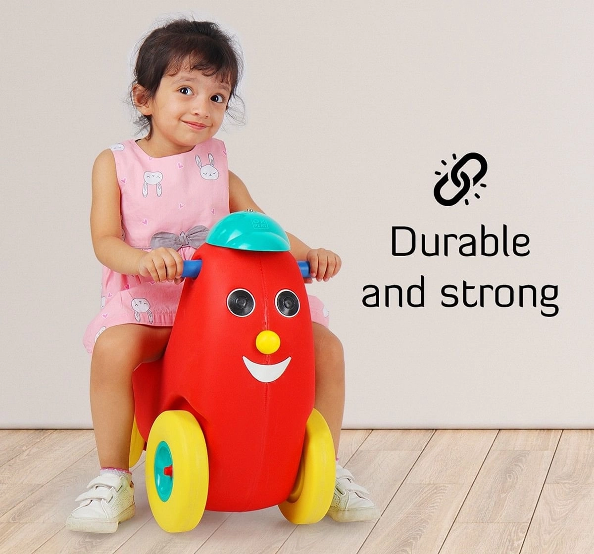 Ok Play Humpty Dumpty Push Rider for Kids Pony Ride On Toy with Curved Seat Multicolor 3Y+