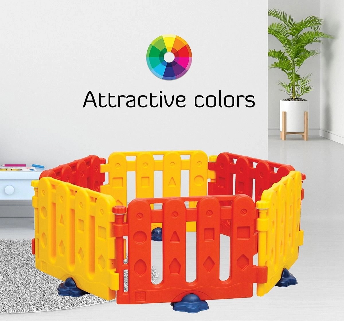 Ok Play Activity Center Play Pen Safety Yard 6 Panels for Kids Multicolor 18M+