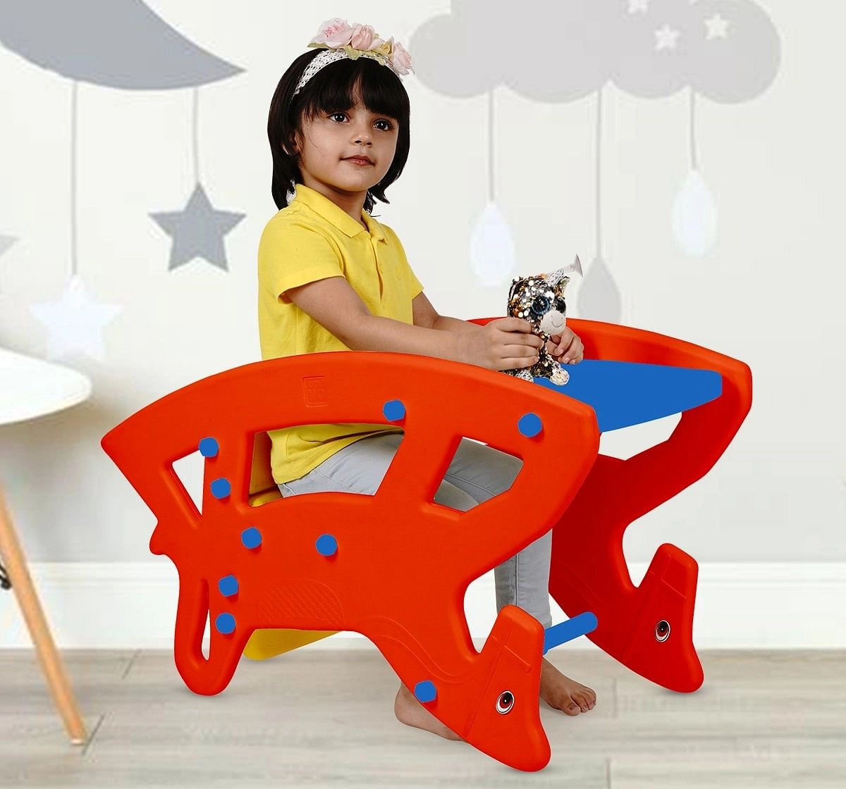 Ok Play Roxy 2-IN-1 Rocking Chair Rocking Plastic Chair toddlers Rocker and Bouncer Red 3Y+