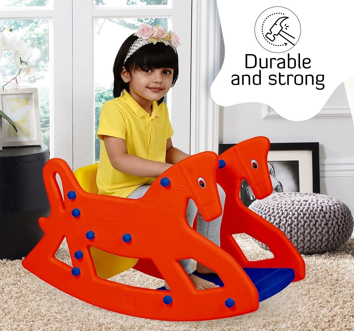 Ok Play Roxy 2-IN-1 Rocking Chair Rocking Plastic Chair toddlers Rocker and Bouncer Red 3Y+