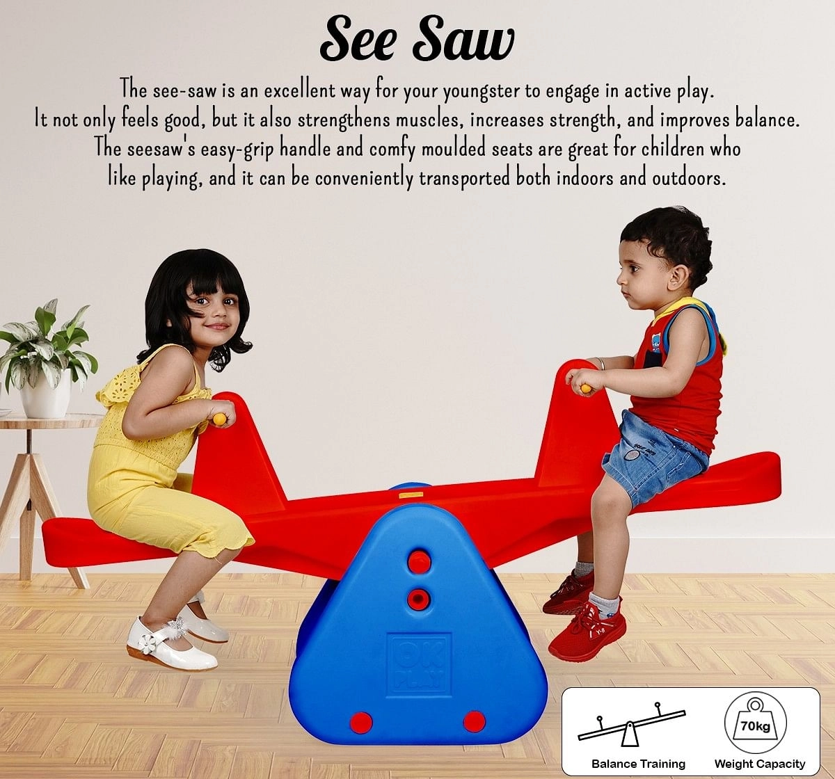 Ok Play See Saw Rocker for Kids Jhulla Mulitcolor 3Y+
